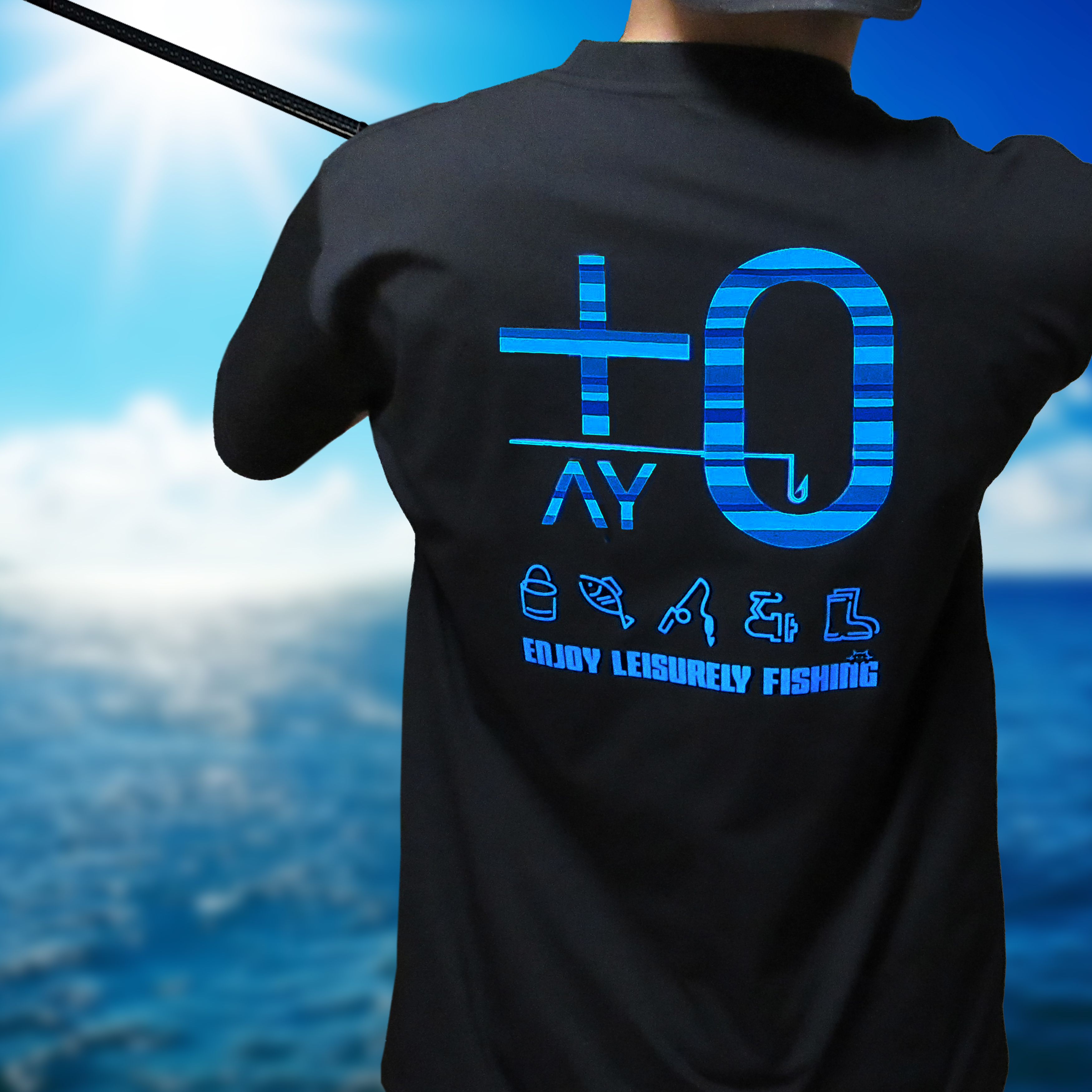 +0AY BORDER PATTERN BACK PRINT COTTON-LIKE DRY SHIRT